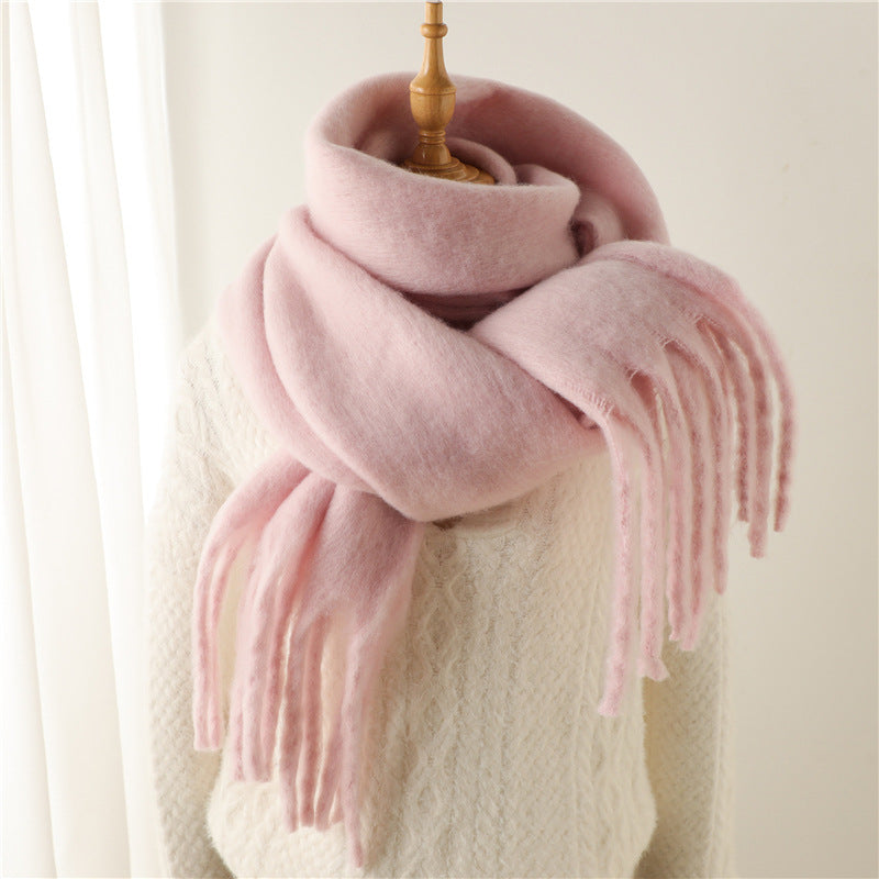 Cachecol Lã de Caxemira Liso - Rosa Bebê