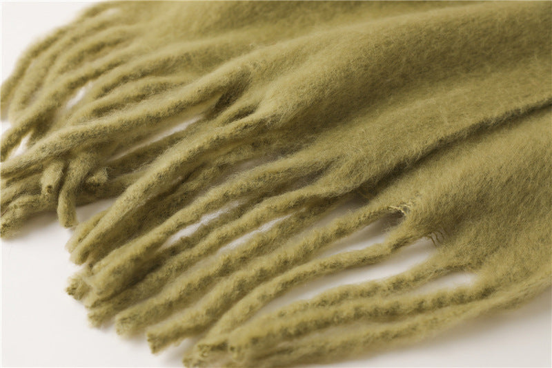 Cachecol Lã de Caxemira Liso - Verde-Oliva