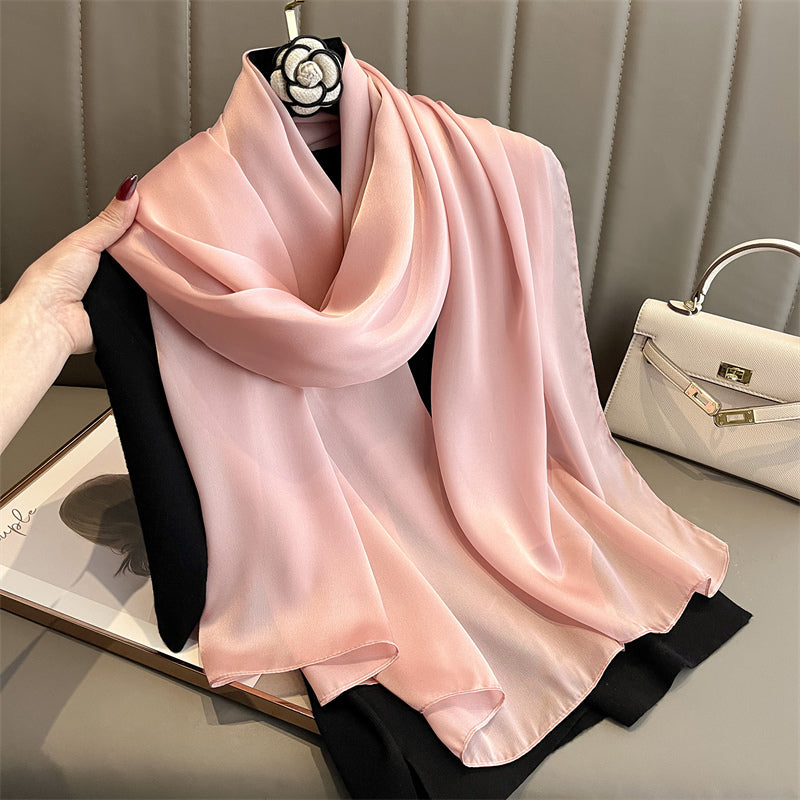 Echarpe Toque de Seda Lisa 180x90cm - Rosa Perolado