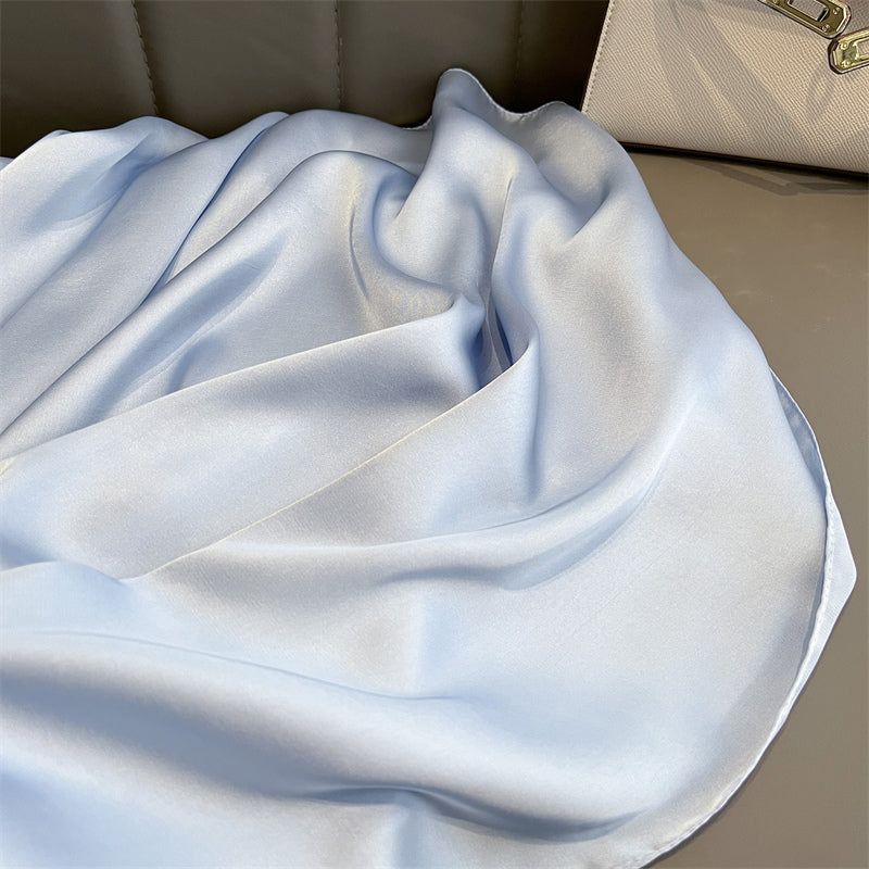 Echarpe Toque de Seda Lisa 180x90cm - Azul Gelo