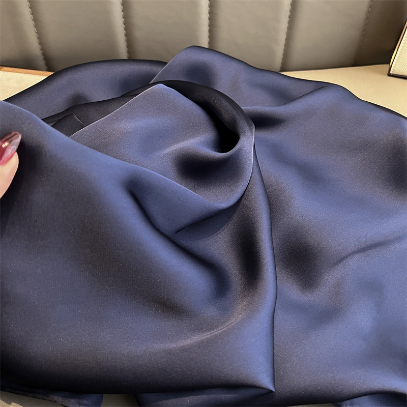 Echarpe Toque de Seda Lisa 180x90cm - Azul Escuro