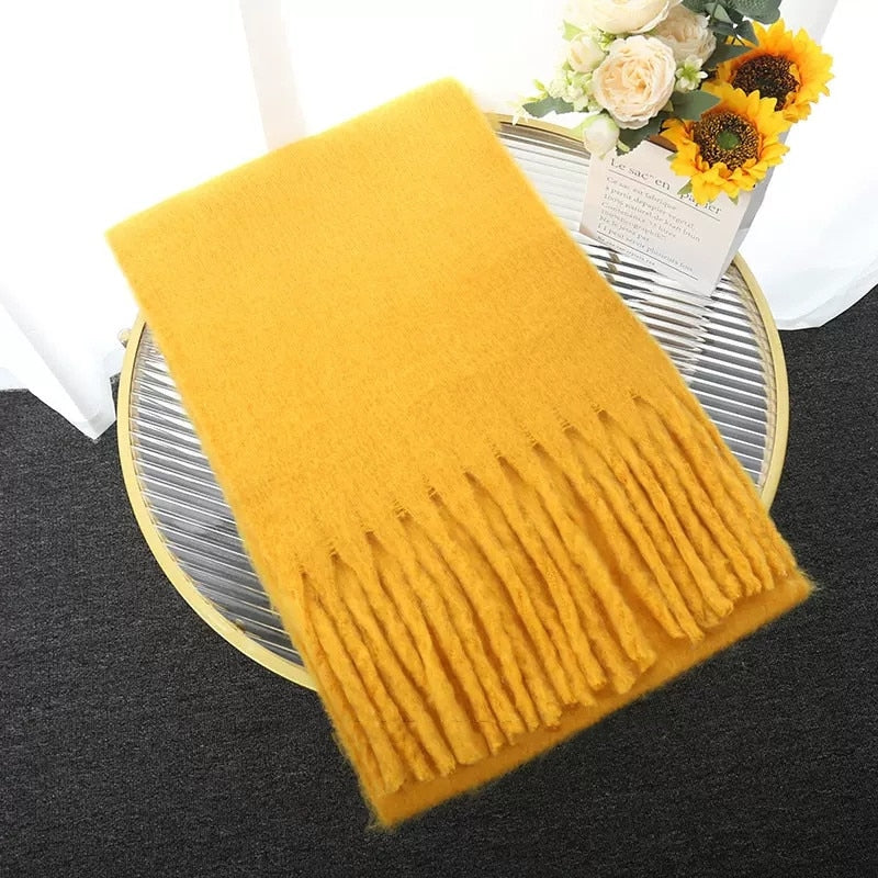 Cachecol Lã de Caxemira Liso - Amarelo Ouro
