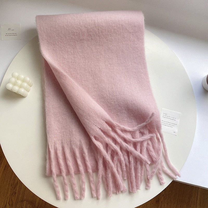 Cachecol Lã de Caxemira Liso - Rosa Bebê