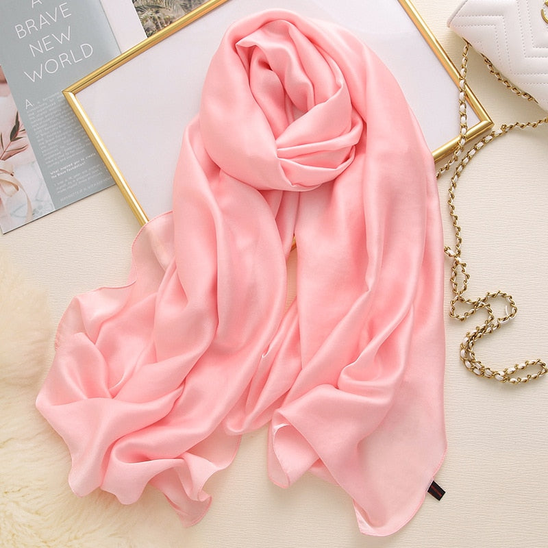 Echarpe Toque de Seda Lisa  180x90cm- Rosa Tutti Frutti