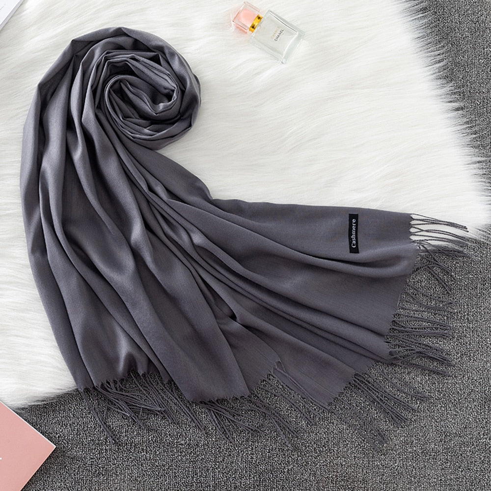 Pashmina Lisa 175x70cm - Cinza Chumbo