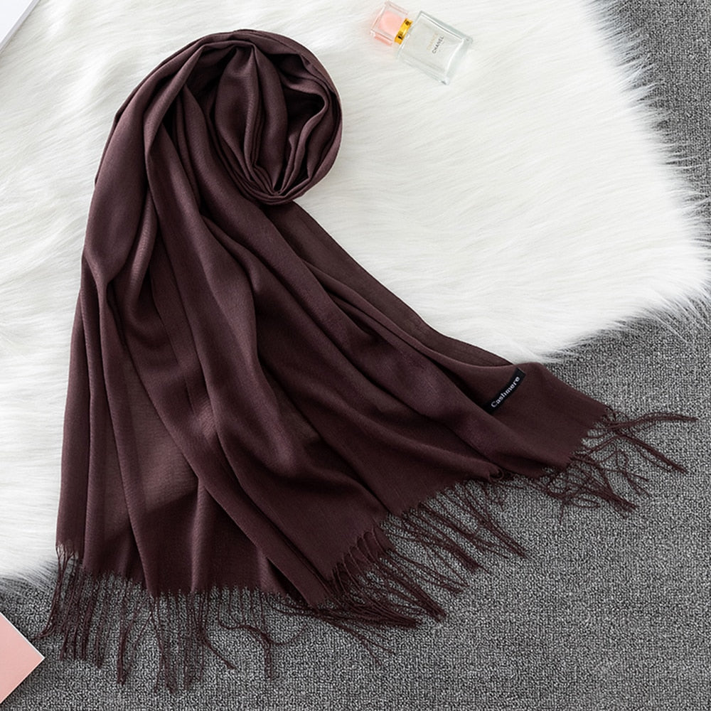 Pashmina Lisa 175x70cm - Marrom Escuro