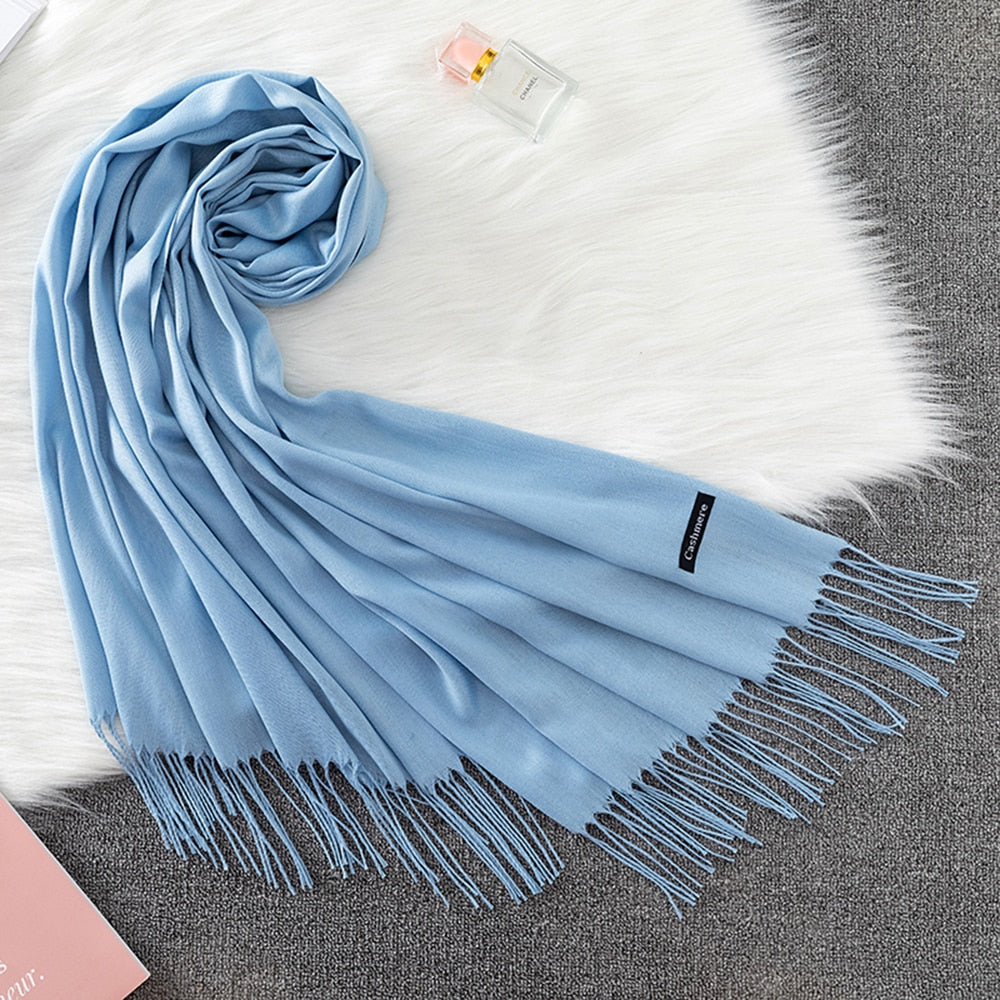 Pashmina Lisa 175x70cm - Azul Bebê