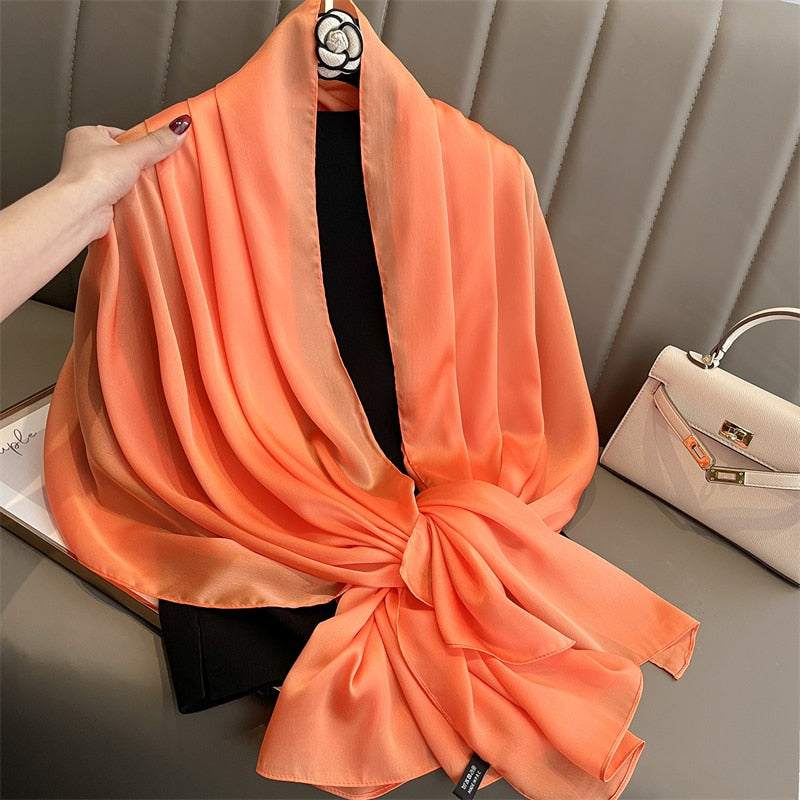 Echarpe Toque de Seda Lisa 180x90cm - Laranja Claro