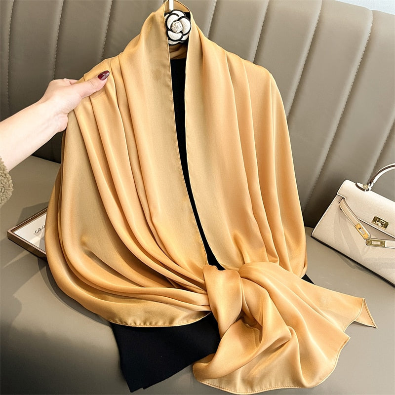 Echarpe Toque de Seda Lisa 180x90cm - Amarelo Mel