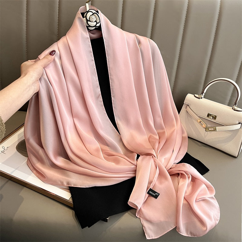 Echarpe Toque de Seda Lisa 180x90cm - Rosa Perolado